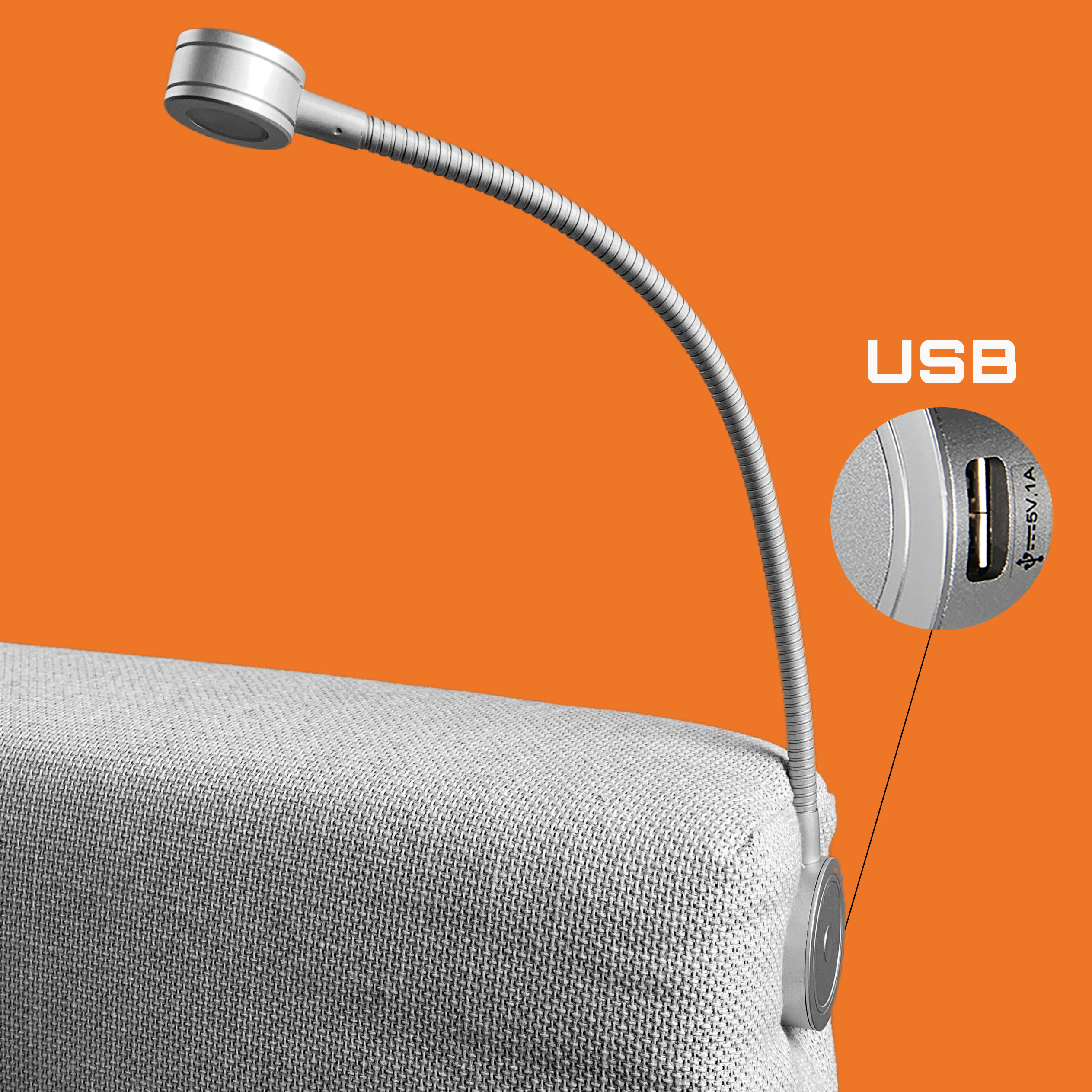 Leeslamp dimbaar met USB telefoonoplader, BedlampjesWinkel