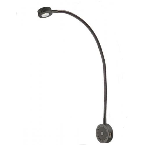 Leeslamp bed zwart dimbaar met USB telefoonoplader 1